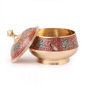 Meenakari Brass Bowl Handi
