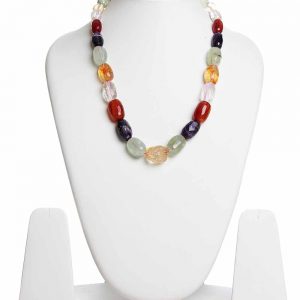 Natural Amethyst Citrine Carnelian Perhnite Crystal Gemstone Necklace