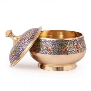 Meenakari Design Brass Bowl Handi