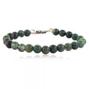 Genuine Reiki Chakra Healing Moss Agate Semi Precious Stone Bracelet