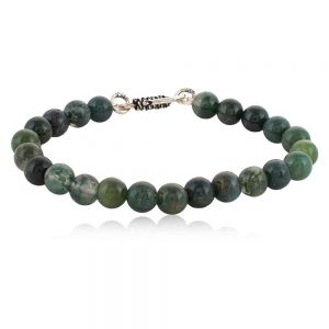 Genuine Reiki Chakra Healing Moss Agate Semi Precious Stone Bracelet