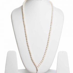 Natural 6.5 Mm Beads White Coral Crytal Semi Precious Stone Necklace