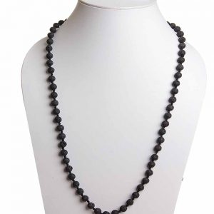 Natural Grey Crystal Healing Black Lava Semi Precious Stone Necklace