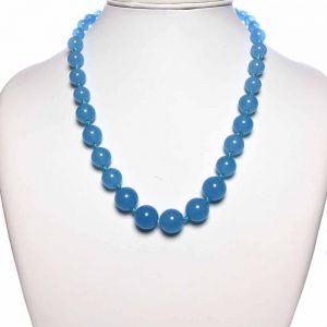 Semi Precious Blue Onyx Reiki Crystal Chakra Healing Stone Necklace