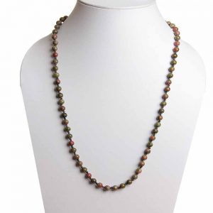 Natural Third Eye Chakra Unakite Crystal Semi Precious Stone Necklace
