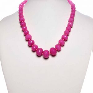 Natural Round Bead Pink Onyx Healing Semi Precious Stone 18″ Necklace