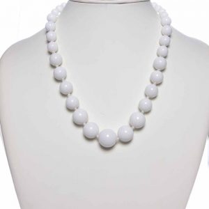 Genuine White Onyx Crytal Semi Precious Stone 18″ Graduation Necklace