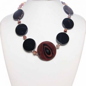 Faceted Shaped Bead Onyx Crystal Semi Precious Stone Gorgeous Necklace