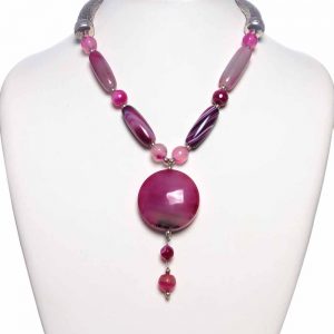 Healing Chakra Multicolor Onyx Semi Precious Stone Luxury Necklace