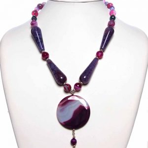 Handcrafted Natural Multicolor Reiki Onyx Semi Precious Stone Necklace