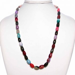 Genuine Multicolor Crystal Jade Semi Precious Gemstone Lucky Necklace