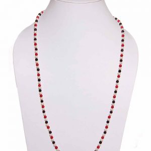 Genuine Red Coral Garnet Pearl Round Bead Semi Precious Mala Necklace