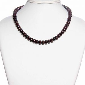 Certified Crystal Dark Brown Pearl Semi Precious Stone Necklace