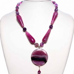 Certified Genuine Multicolor Onyx Stone Crystal Semi Precious Necklace