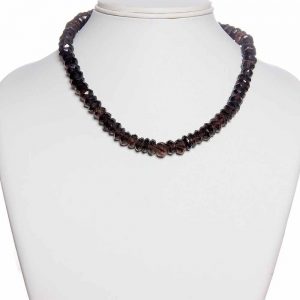 Evening Mist Smoky Quartz Crystal Gemstone 17″ Facitate Bead Necklace