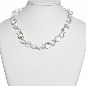 Certified Large Beaded Crystal Quartz Gemstone Semi Precious Necklace