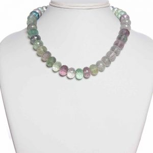 Genuine Certified Crystal Fluorite Pearl Stone Semi Precious Necklace