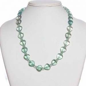 Natural Crystal Base Fluorite Green Pearl Semi Precious Stone Necklace