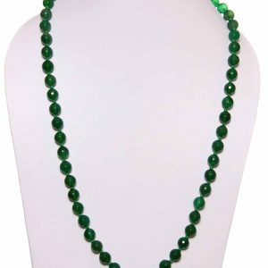 Natural Certified Crystal Base Green Onyx Semi Precious Stone Necklace