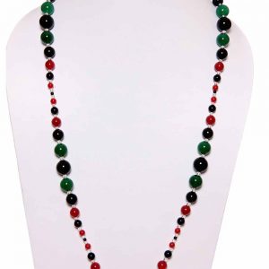 Natural Healing Chakra Crystal Onyx & Quartz Semi Precious Necklace