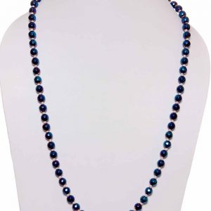 Certified Round Beads Blue Chrysoprase Stone Semi Precious Necklace
