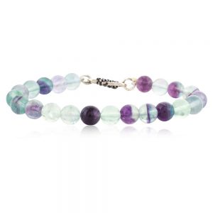 Natural Round Bead Reiki Crystal Multi Fluorite Semi Precious Bracelet