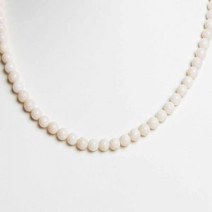 6.5 Mm Beads White See Shell Pearl Crytal Semi Precious Stone Necklace