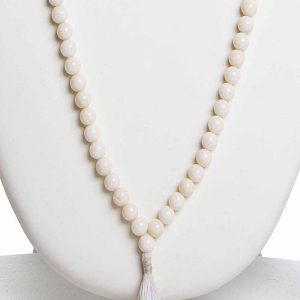 Natural 6.5 Mm Beads White Coral Crytal Semi Precious Stone Necklace