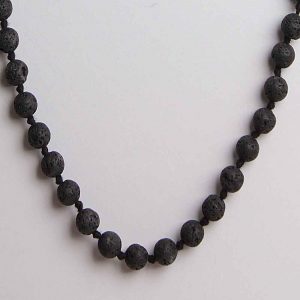 Natural Grey Crystal Healing Black Lava Semi Precious Stone Necklace