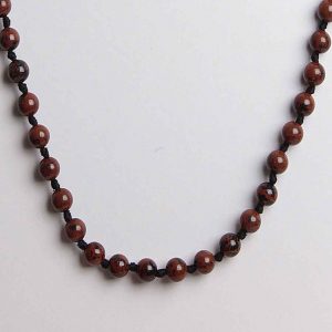Genuine Chakra Mahogany Obsidian Crystal Semi Precious Stone Necklace