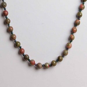 Natural Third Eye Chakra Unakite Crystal Semi Precious Stone Necklace