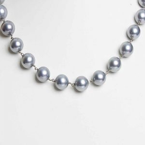 Natural Silver Pearl Reiki Crystal Chakra Healing Gemstone Necklace