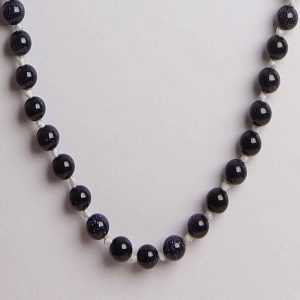 7 Chakra Round Bead Blue Sunstone Stone Crystal Semi Precious Necklace