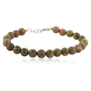 Natural Multicolor Unakite Reiki Crystal Semi Precious Stone Bracelet