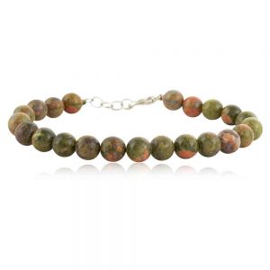 Natural Multicolor Unakite Reiki Crystal Semi Precious Stone Bracelet