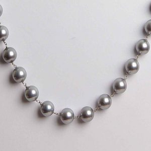 Natural Crystal Silver See Shell Pearl Semi Precious Gemstone Necklace