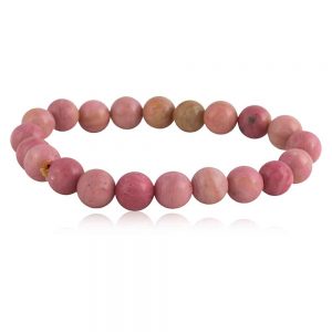 Genuine Healing Crytal Pink Rhodochrosite Semi Precious Stone Bracelet