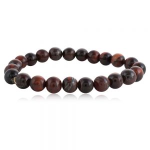 Genuine Reiki Red Tiger Eye’s Round Bead Semi Precious Stone Bracelet