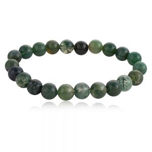 Original Healing Crystal Green Moss Agate Semi Precious Stone Bracelet