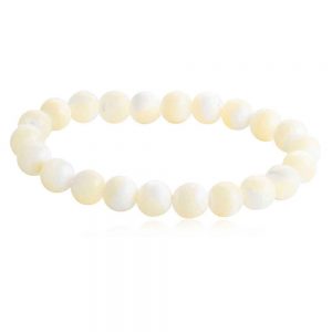 Genuine White Energy Mother Of Pearl Semi Precious Gemstone Bracelet