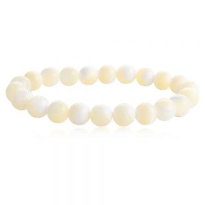 Genuine White Energy Mother Of Pearl Semi Precious Gemstone Bracelet