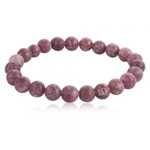 Natural Reiki Crystal Pink Lepidolite Semi Precious Stone Bracelet