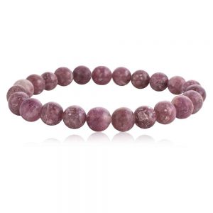 Natural Reiki Crystal Pink Lepidolite Semi Precious Stone Bracelet