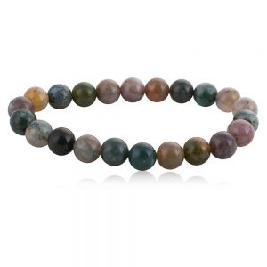 Genuine Crystal Green & Grey India Agate Semi Precious Stone Bracelet