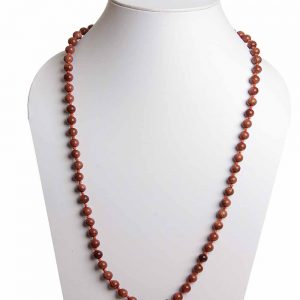 Round Bead Reiki Crystal Golden Sunstone Semi Precious Stone Necklace