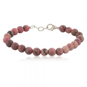 Genuine Rhodonite Semi Precious Stone Bracelet Reduce Scarring