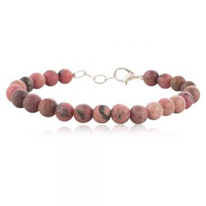 Genuine Rhodonite Semi Precious Stone Bracelet Reduce Scarring