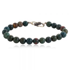 Genuine Reiki Chakras Clean Bloodstone Semi Precious Stone Bracelet