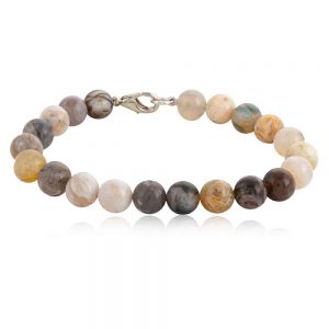 Natural Reiki Crystal Bamboo Leaf Agate Semi Precious Stone Bracelet