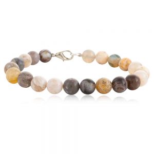 Natural Reiki Crystal Bamboo Leaf Agate Semi Precious Stone Bracelet